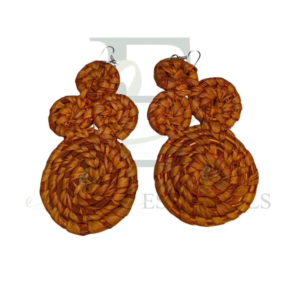 Large Sunset Raffia Handwoven Earrings